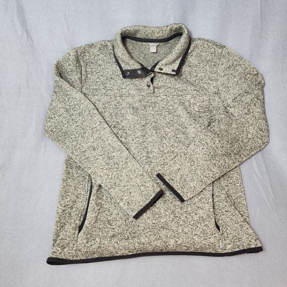 Eddie Bauer Tops - Eddie Bauer Womens Pullover XL Grey 1/4 Snap Fleece Outdoors Hiking Cabin Hiking
